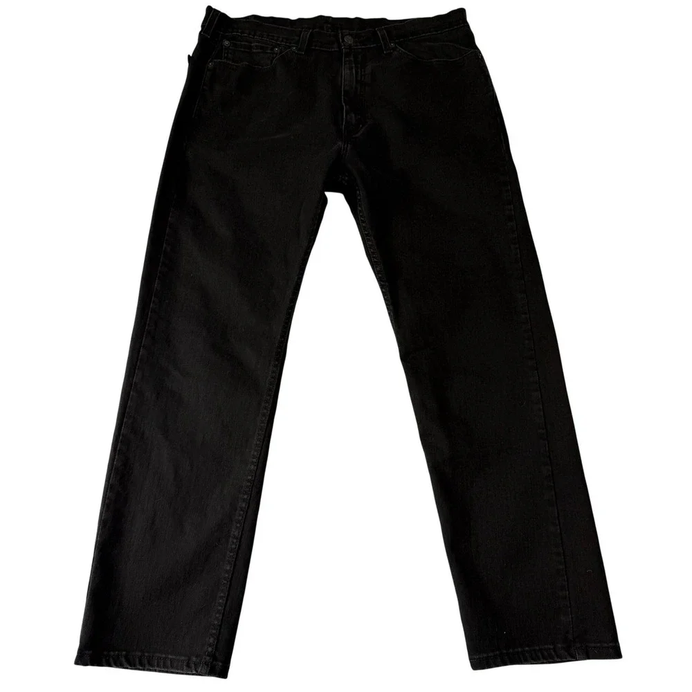 Levis 505 Regular Fit Black Jeans Mens W36 L30 Straight Leg Denim Pants